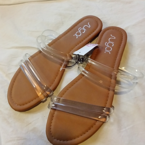 SUGAR WOMENS CLEAR STRAPPY BILAL SANDALS SZ M  7.5 - Picture 3 of 9